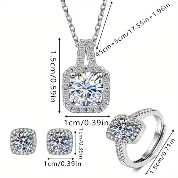 Elegant rhinestone jewelry set with alloy necklace, earrings, and ring, perfect fashion accessory for women and teens for parties or special occasions