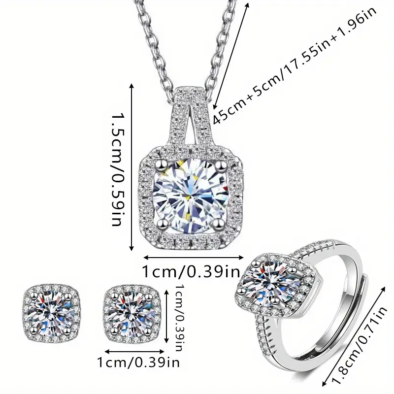 Elegant rhinestone jewelry set with alloy necklace, earrings, and ring, perfect fashion accessory for women and teens for parties or special occasions
