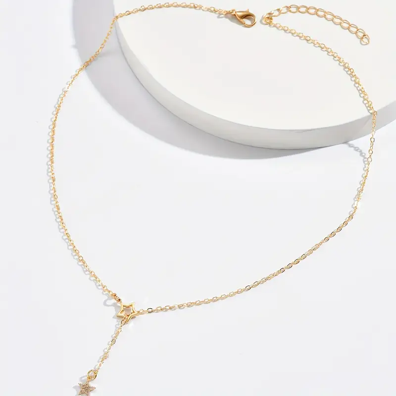 Elegant Y-shaped clavicle necklace for women with shiny star design, perfect for parties, date nights, and stylish everyday wear