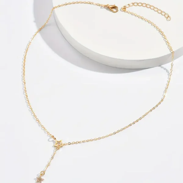 Elegant Y-shaped clavicle necklace for women with shiny star design, perfect for parties, date nights, and stylish everyday wear