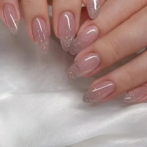 Sparkly Pink Gradient Press-On Nails – 24pcs Full Cover Artificial Tips, Long-Lasting Acrylic Set