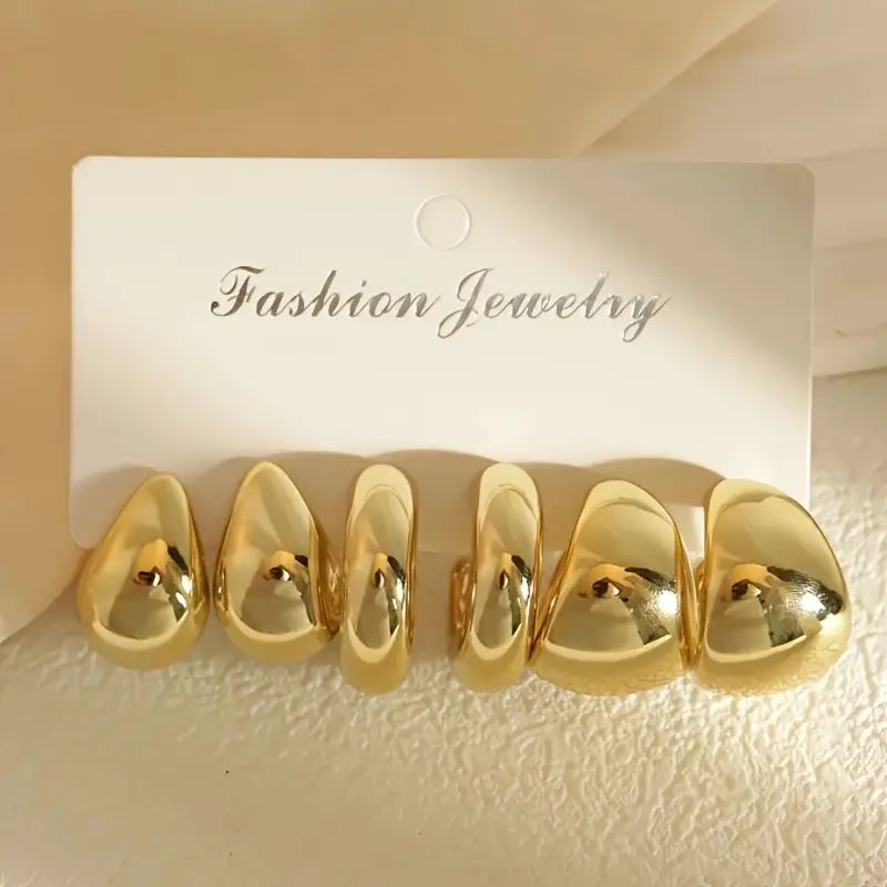 Set of chic retro beaded hoop earrings made from resin with stainless steel posts, stylish and lightweight fashion jewelry for daily wear or gifting