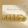 X2A03 - Beaded Resin Hoop Earrings Set – Chic Retro Design with Stainless Steel Posts, Fashion Jewelry for Daily Wear & Gifts