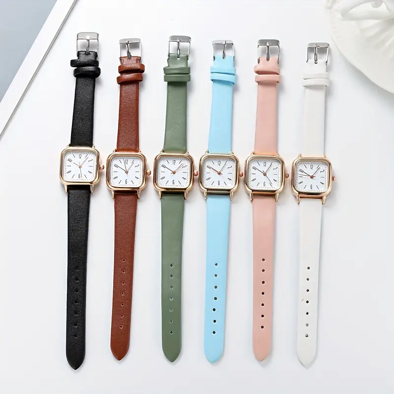 Women's square quartz wristwatch featuring a faux leather strap and zinc alloy case, elegant and stylish accessory for everyday wear