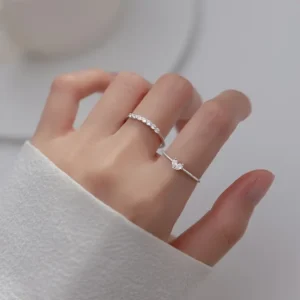 Chic Y2K-inspired 2-piece heart open ring set for women, trendy alloy rings for everyday and party wear