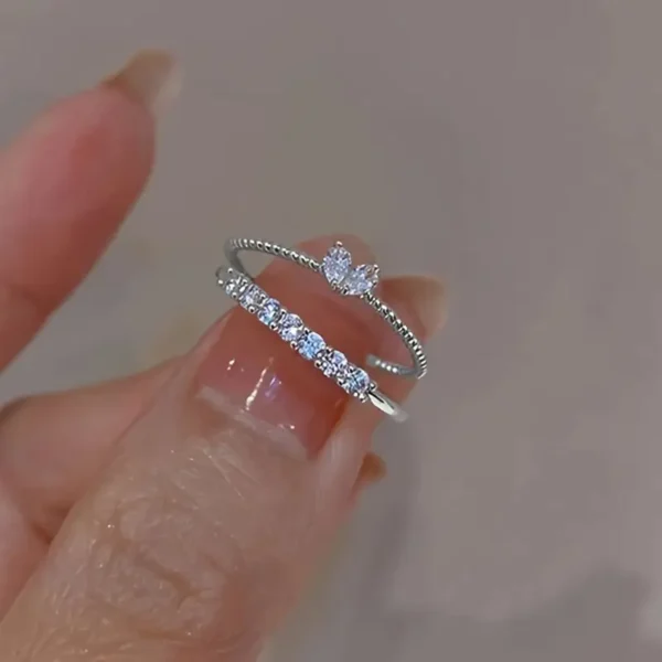 Y2K-inspired heart open ring set for women, 2-piece alloy fashion rings, trendy everyday and party jewelry