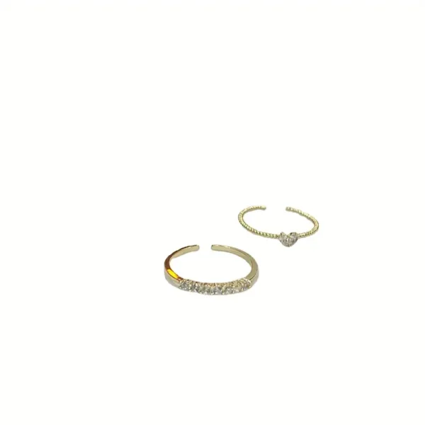 Y2K-inspired heart open ring set for women, 2-piece alloy fashion rings, trendy everyday and party jewelry