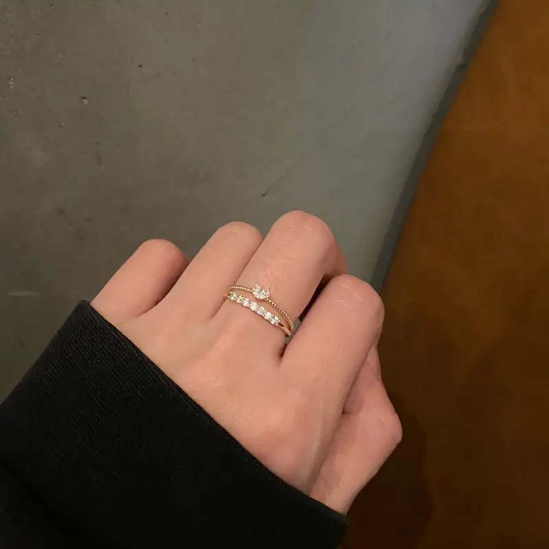 Y2K-inspired heart open ring set for women, 2-piece alloy fashion rings, trendy everyday and party jewelry