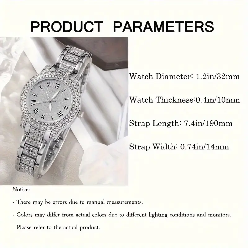 6-piece luxury women’s jewelry set with rose gold stainless steel quartz watch, Roman numerals, matching necklace, earrings, and bracelet – ideal gift for mom