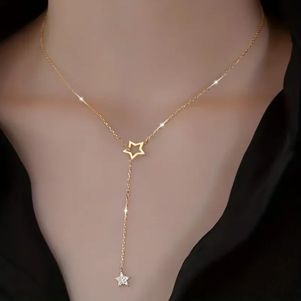 Elegant Y-shaped clavicle necklace for women with shiny star design, perfect for parties, date nights, and stylish everyday wear